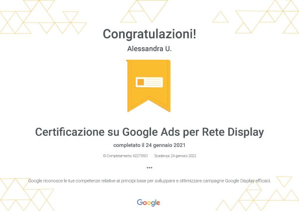 Certificazione Google Ads - Rete display